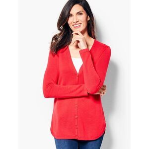 Talbots Boyfriend Cardigan Size Medium Long Sleeve Red